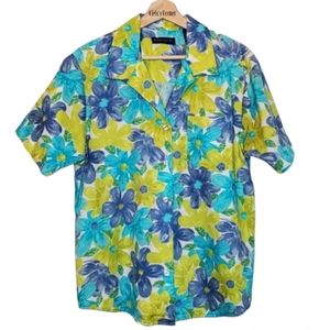 Karen Scott Vintage Floral Button Up Blouse Size Medium